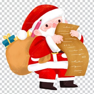 Hình ảnh ông già noel đọc danh sách tặng quà file PNG mẫu BN25