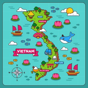 Bản đồ Việt Nam vector danh lam thắng cảnh vector 3