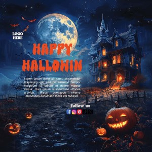 Poster lễ hội halloween kinh dị file PSD mẫu MB280