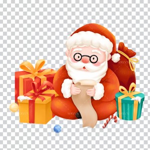 Hình ảnh ông già noel đọc thư file PNG mẫu BN22