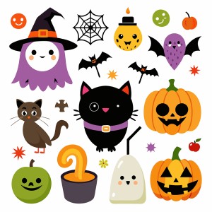 Hình minh họa nhân vật trong lễ hội halloween file EPS và AI mẫu MB110