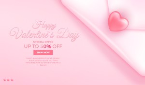 Banner giảm giá quà tặng ngày valentine file vector mẫu BV290