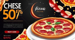 Banner quảng cáo Pizza phô mai xúc xích K124 file JPG