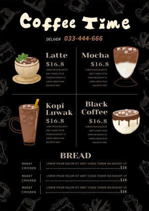 Menu coffee time file PSD