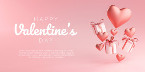 Banner valentine trái tim và hộp quà file PSD