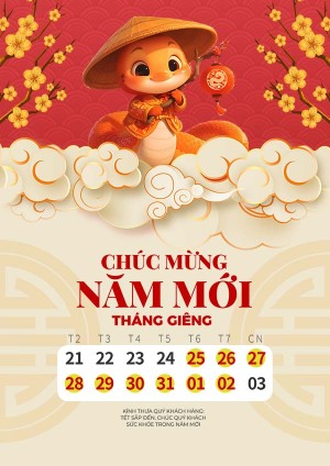 Poster lịch nghỉ tết nguyên đán năm con rắn file PSD mẫu số 220