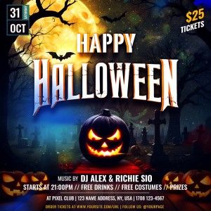 Poster lễ hội halloween file PSD mẫu MB357