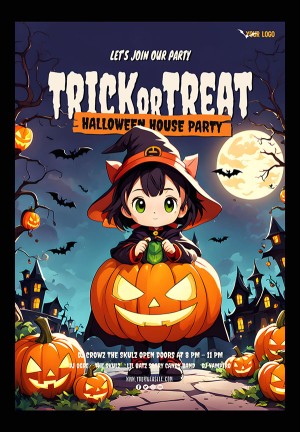 Poster phù thủy lễ hội hóa trang halloween file PSD - mẫu số 283