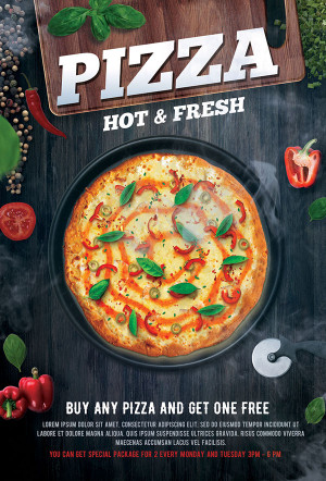 Poster quảng cáo bánh pizza phô mai file PSD mẫu P43