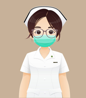 Ảnh minh họa nữ y tá đeo khẩu trang K40 file EPS