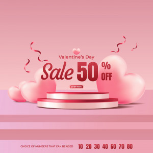 Banner valentine giảm giá 50% file EPS