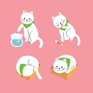 Bộ sưu tập hành động của chú mèo cute file vector mẫu CM236