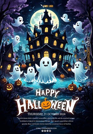 Poster lễ hội halloween file PSD mẫu MB194