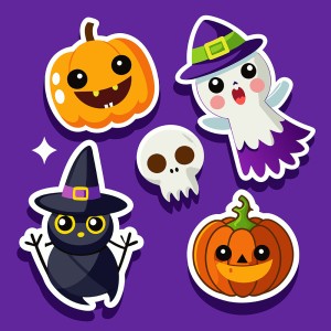 Hình minh họa bí ngô và ma halloween dễ thương file EPS - mẫu số 626