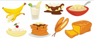 Hình minh họa chuối và bánh ngọt file EPS - mẫu số 566