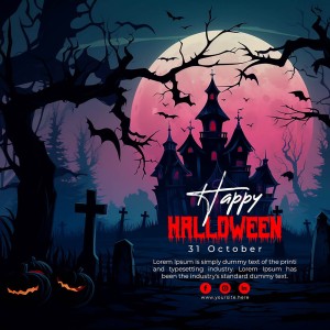 Banner ngôi nhà ma quái lễ hội halloween file PSD - mẫu số 253