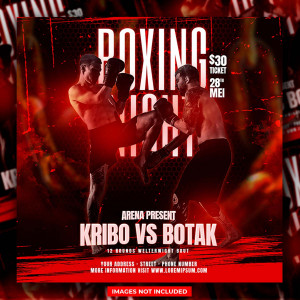 Banner giải đấu boxing file PSD - mẫu số 9437