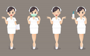Ảnh minh họa nữ y tá mặc đồng phục trắng K34 file EPS