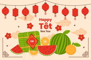 Background tết cổ truyền file vector mẫu 25R1426