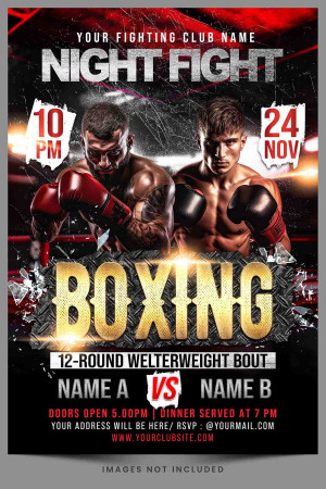 Poster thi đấu thể thao môn boxing file PSD - mẫu số 742