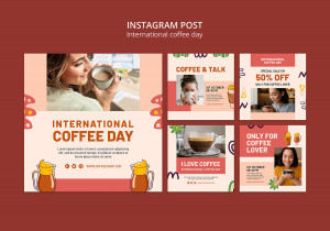 Mẫu bài đăng ảnh coffee trên mạng xã hội file PSD mẫu CF191