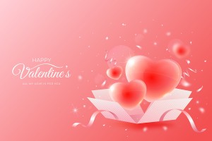 Banner ngày lễ tình nhân hình ảnh hộp quà trái tim file vector mẫu số 740