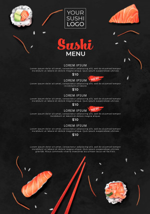 Mẫu menu nhà hàng sushi file PSD mẫu H28