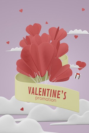 Poster trái tim ngày valentine file PSD mẫu số 843