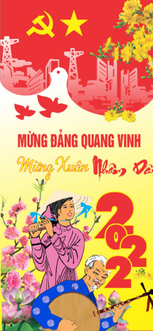 Phướn mừng Đảng mừng xuân 2024 file CDR mẫu D143