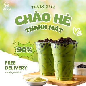 Banner ưu đãi đồ uống thanh mát chào hè file vector mẫu số 306