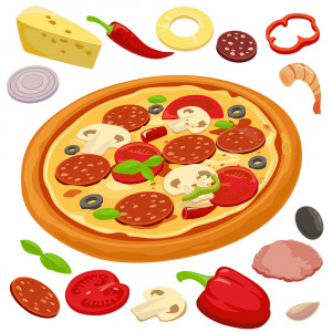 Hình minh họa bánh pizza file EPS và AI mẫu P189