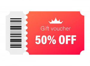 Mẫu voucher giảm giá màu đỏ D65 file EPS