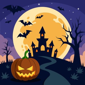 Hình minh họa lâu đài đêm hội halloween file EPS - mẫu số 121