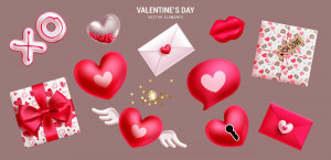 Hình minh họa đồ trang trí valentine file EPS và AI mẫu V82