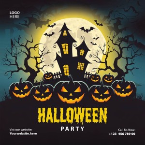 Banner bí ngô ma quái halloween file PSD - mẫu số 440