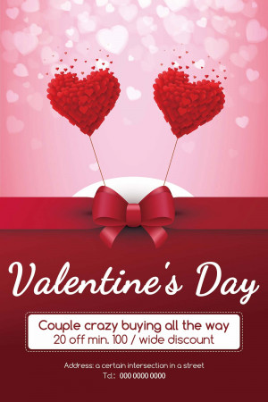 Poster giảm giá nhân ngày valentine 03 file PSD