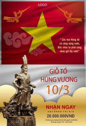 Poster giảm giá ngày giỗ tổ Hùng Vương 10-3 mẫu 13 file AI