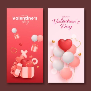 Poster valentine bong bóng và hộp quà file vector mẫu số 163