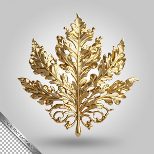 Biểu tượng lá cây 3D vàng gold K49 file PSD