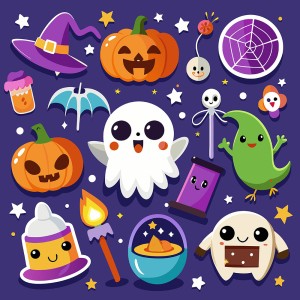 Hình minh họa nhân vật trong lễ hội halloween file EPS và AI mẫu MB74