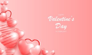 Banner valentine trái tim trên nền hồng file vector mẫu số 374