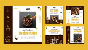 Mẫu bài đăng ảnh coffee trên mạng xã hội file EPS và AI mẫu CF222