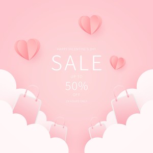 Banner giảm giá dịp valentine nền hồng file vector mẫu số 396