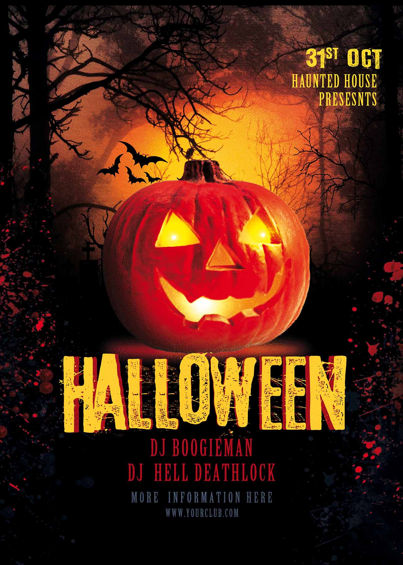 Poster halloween kinh dị mẫu H78 PSD