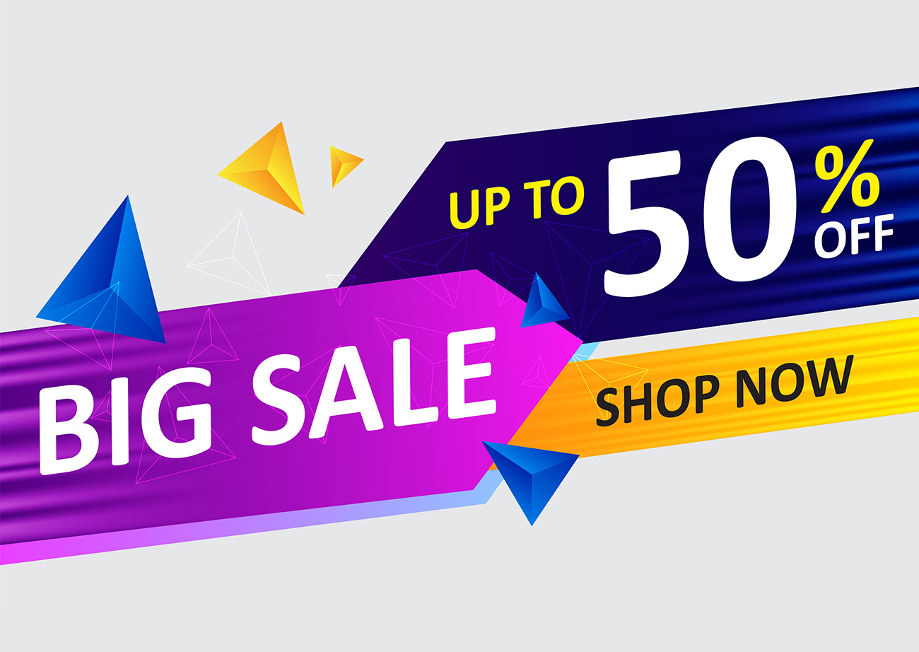 Nhãn big sale mua sắm giảm giá 50% file EPS