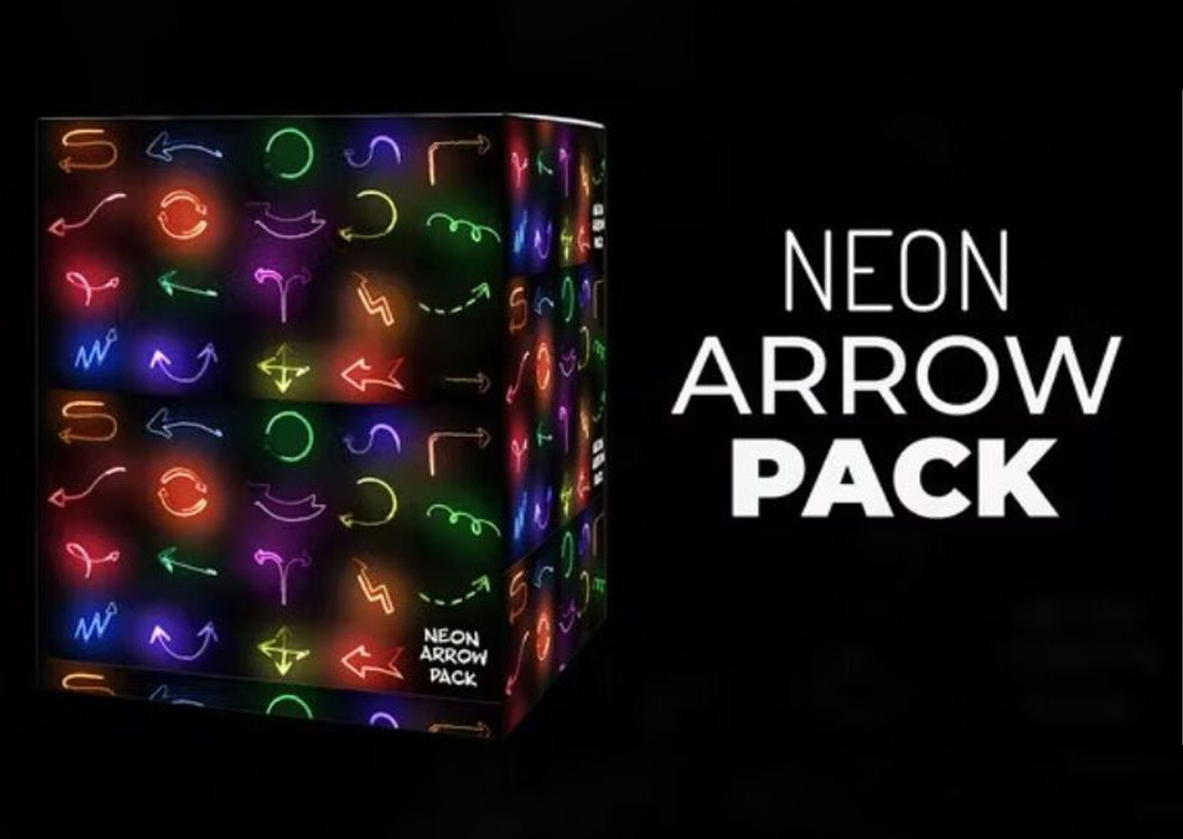 Gói icon mũi tên chuyển động neon cho phần mền Davinci - Neon Arrow Pack