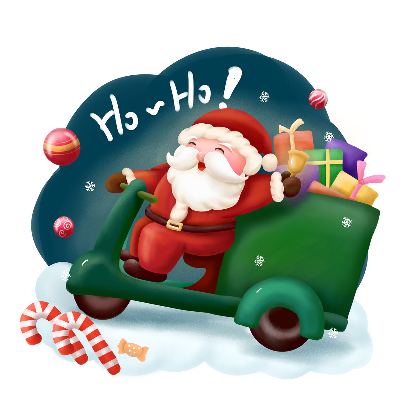 Ảnh minh họa ông già noel đi tặng quà mẫu T66 file PSD