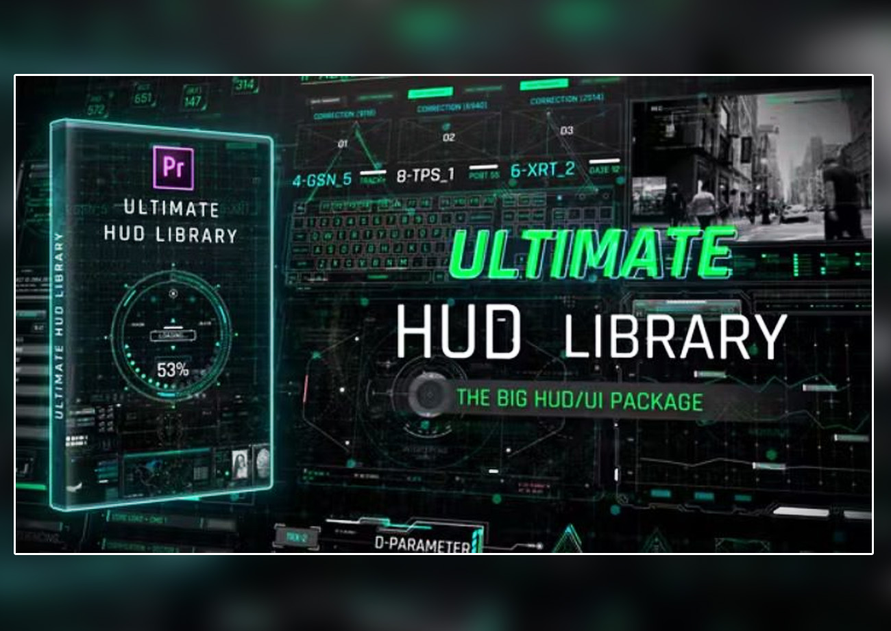 Gói  thư viện đồ họa HUD - Ultimate HUD Library For Premiere Pro