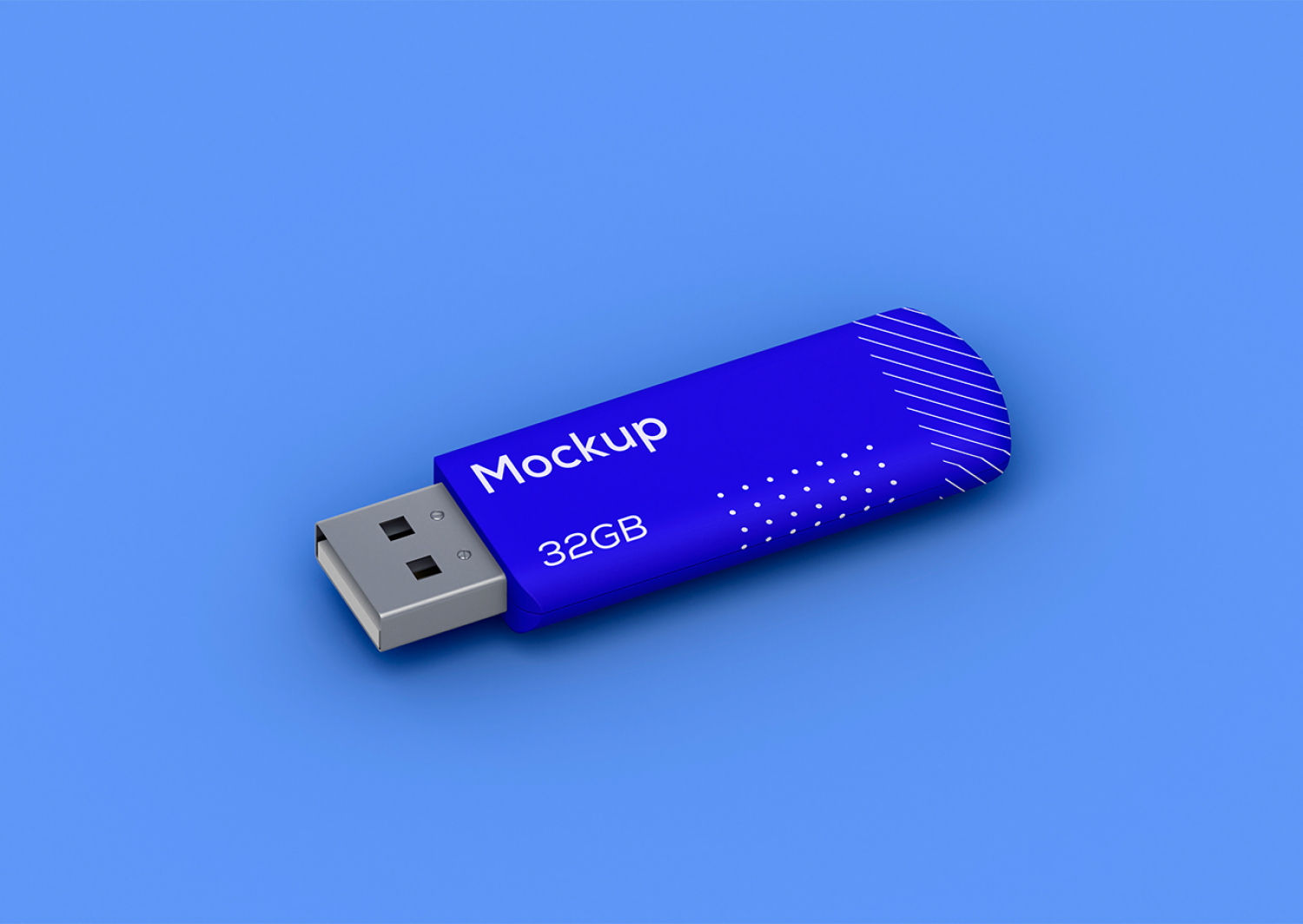 Mockup  thẻ nhớ dữ liệu USB màu xanh lá cây, cam nền tím PSD