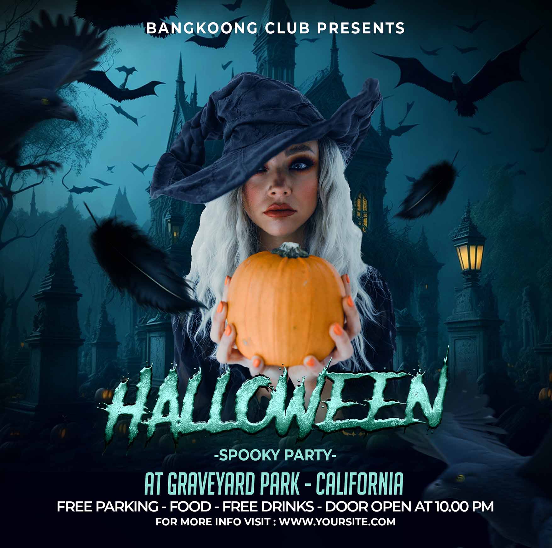 Poster halloween hóa trang, kinh dị mẫu H74 PSD